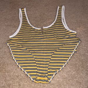 Stripped yellow black and white tank suit